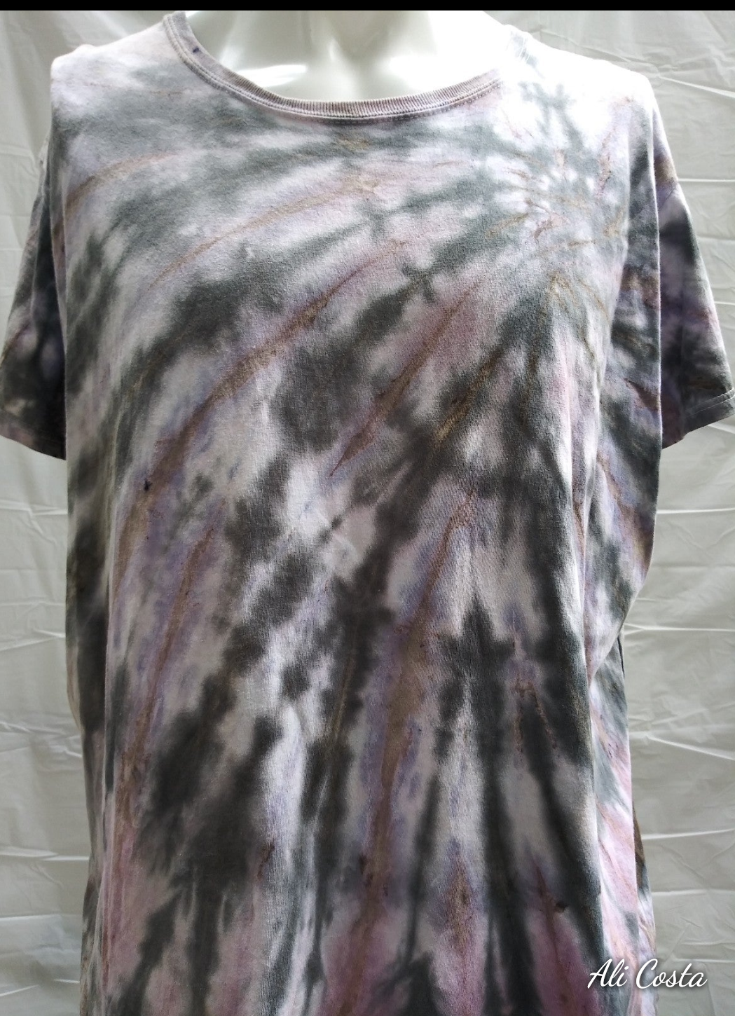 3xl green Gray pink purple brown tie-dyed t-shirt