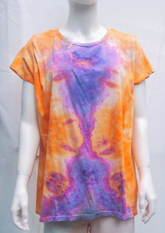 Tie dye Gildan 2x ladies purple yellow pink t-shirt