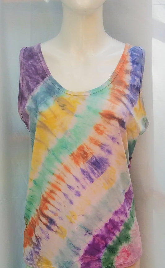 Tie-dyed ladies extra large Anvil tank top #1195