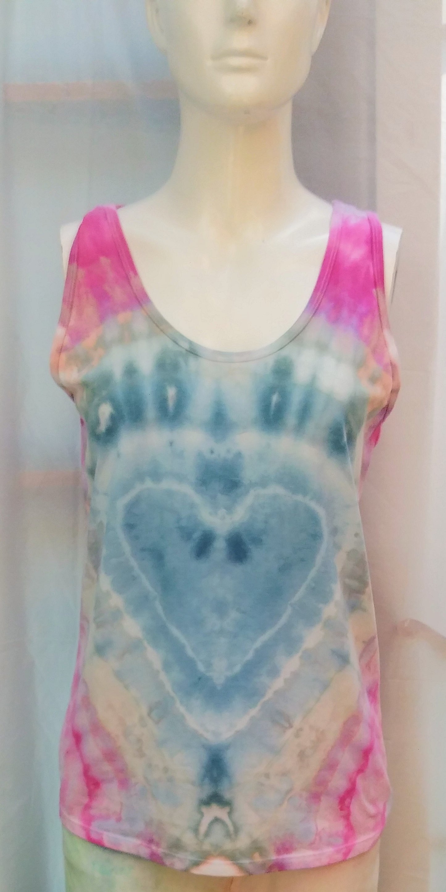 Tie-dyed ladies extra large Anvil polyester mix tank top #1194