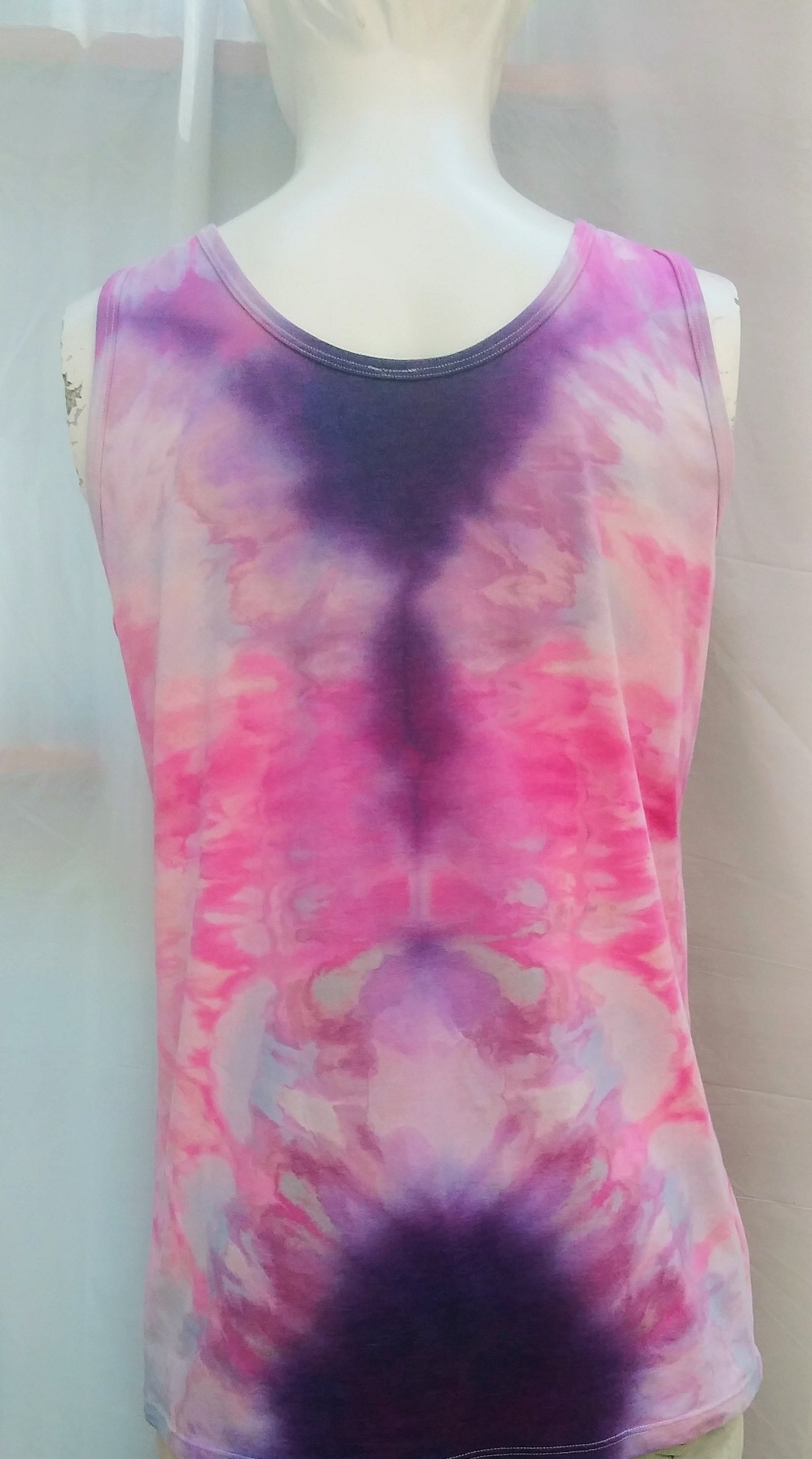 Tie-dyed ladies extra large Anvil polyester mix tank top #1194