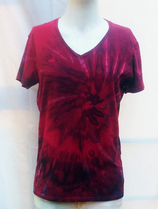 Tie-dyed v-neck anvil ladies t-shirt #1209