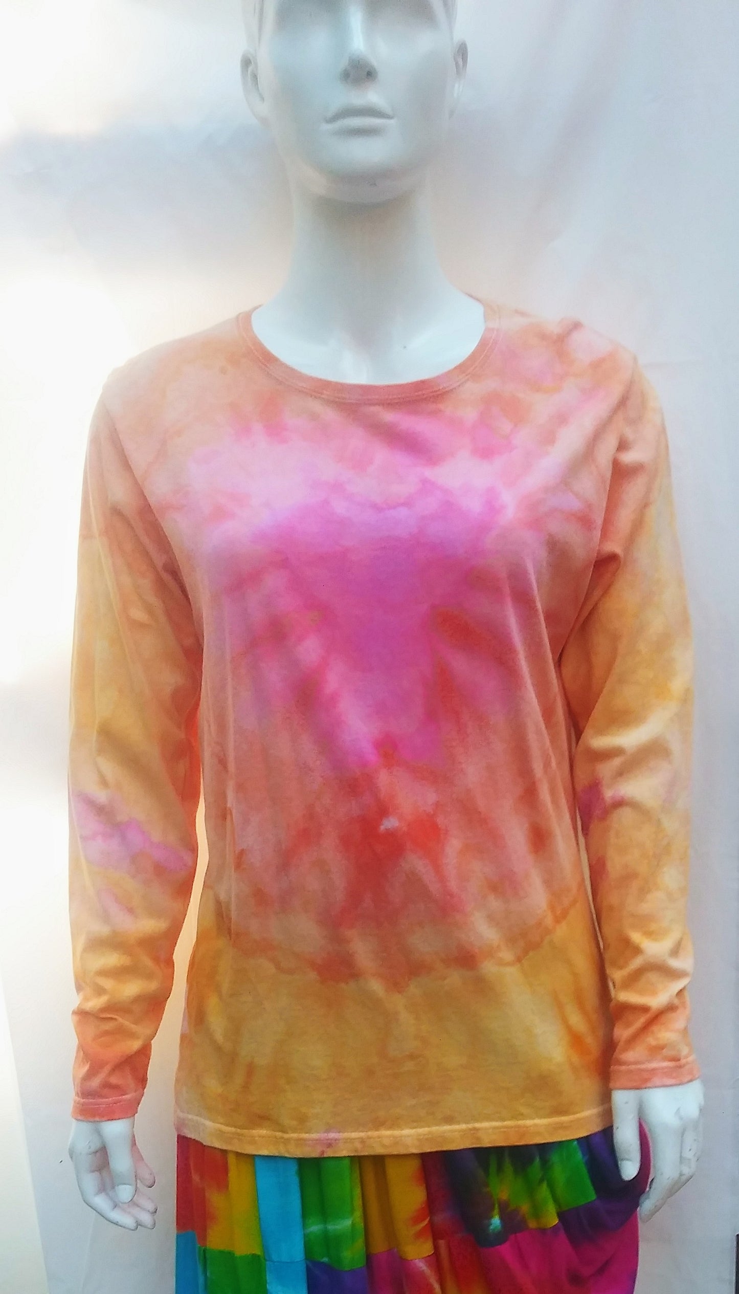 Tie-dyed ladies Gildan long sleeve t-shirt #1251