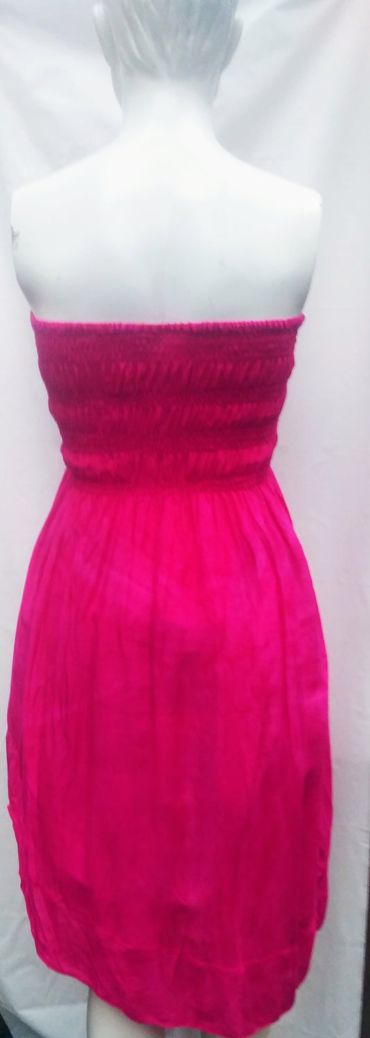 Tie-dyed small MIDI strapless dress #1257