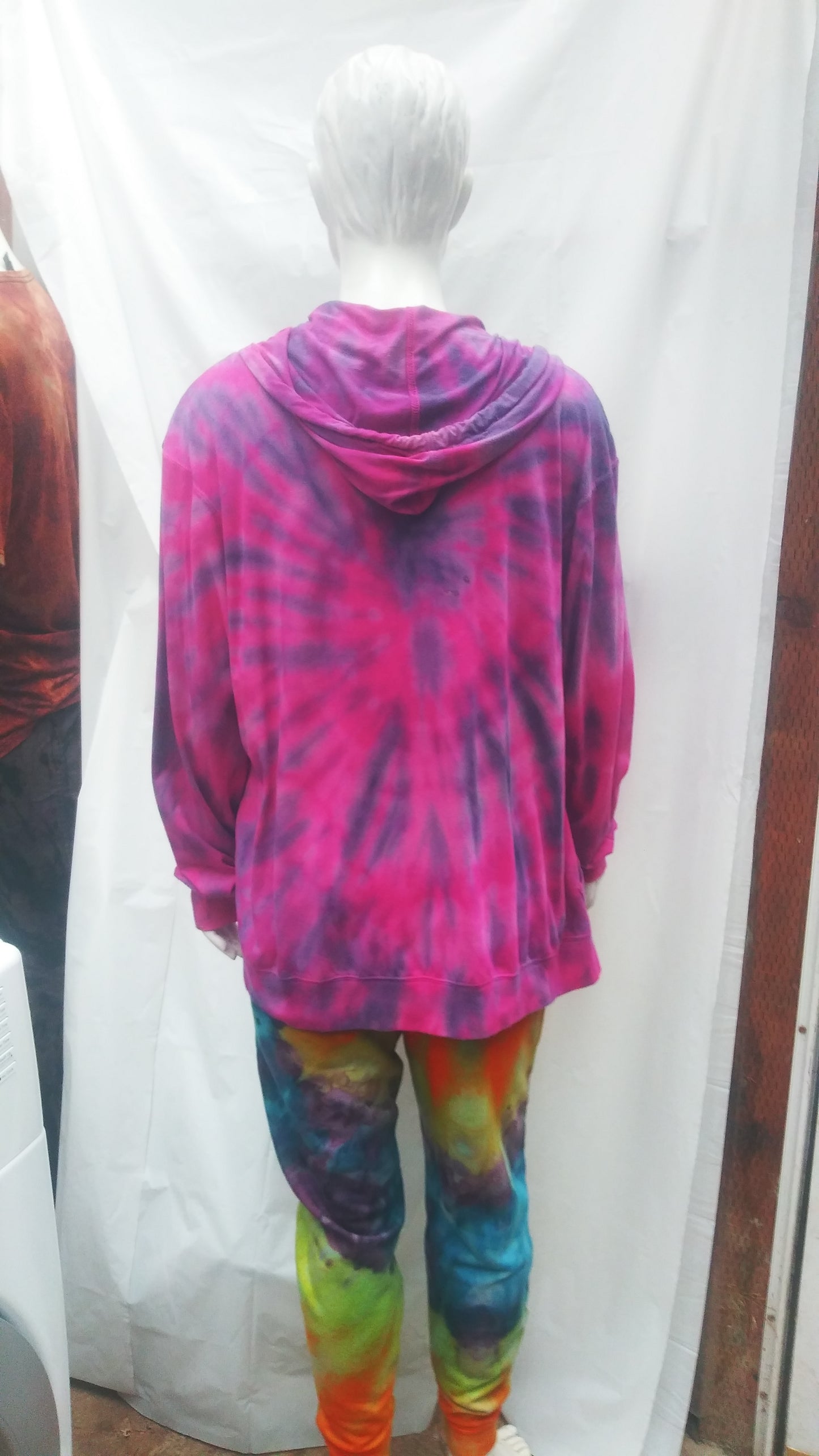 Tie-dyed 2XL long sleeve Beach hoodie t-shirt full zip