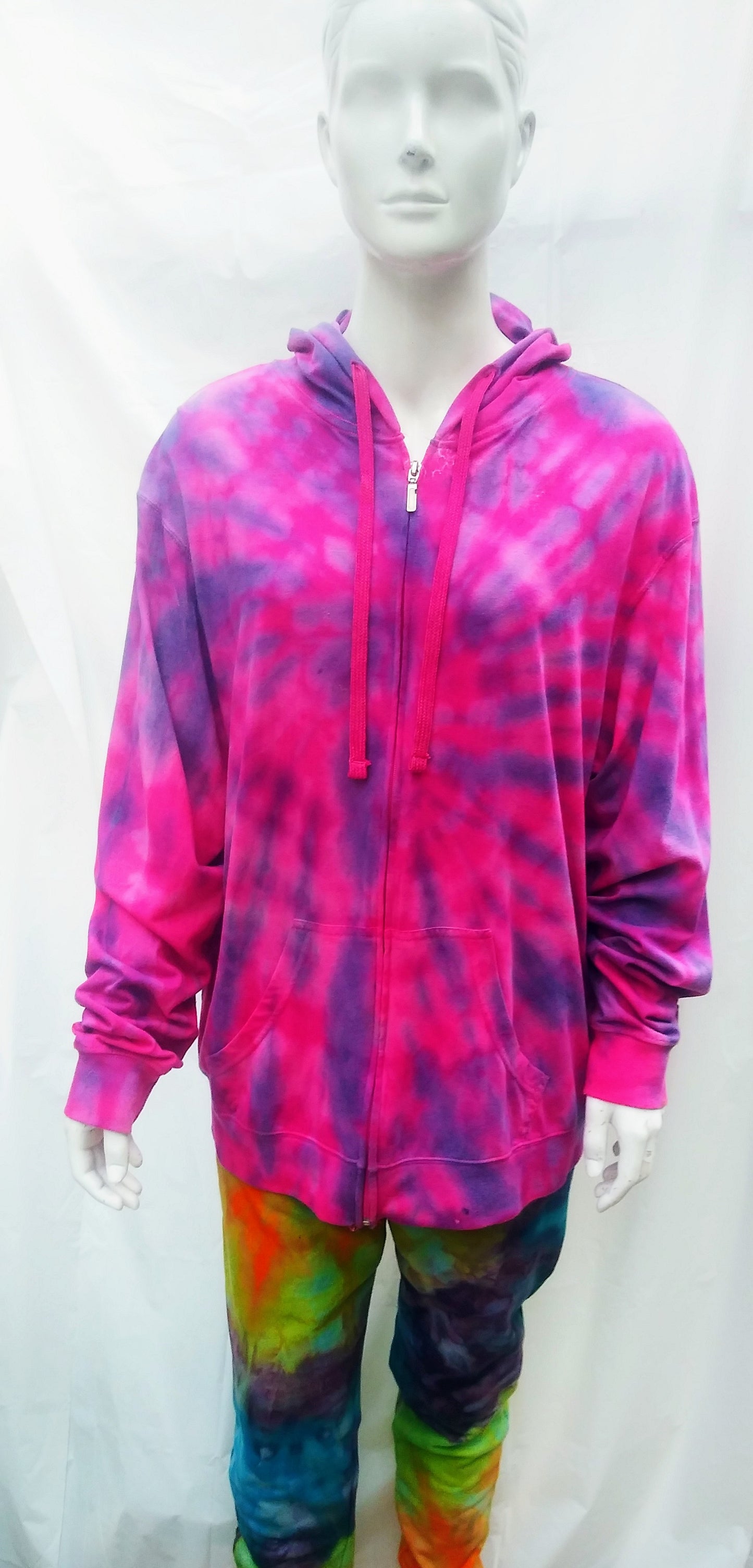 Tie-dyed 2XL long sleeve Beach hoodie t-shirt full zip