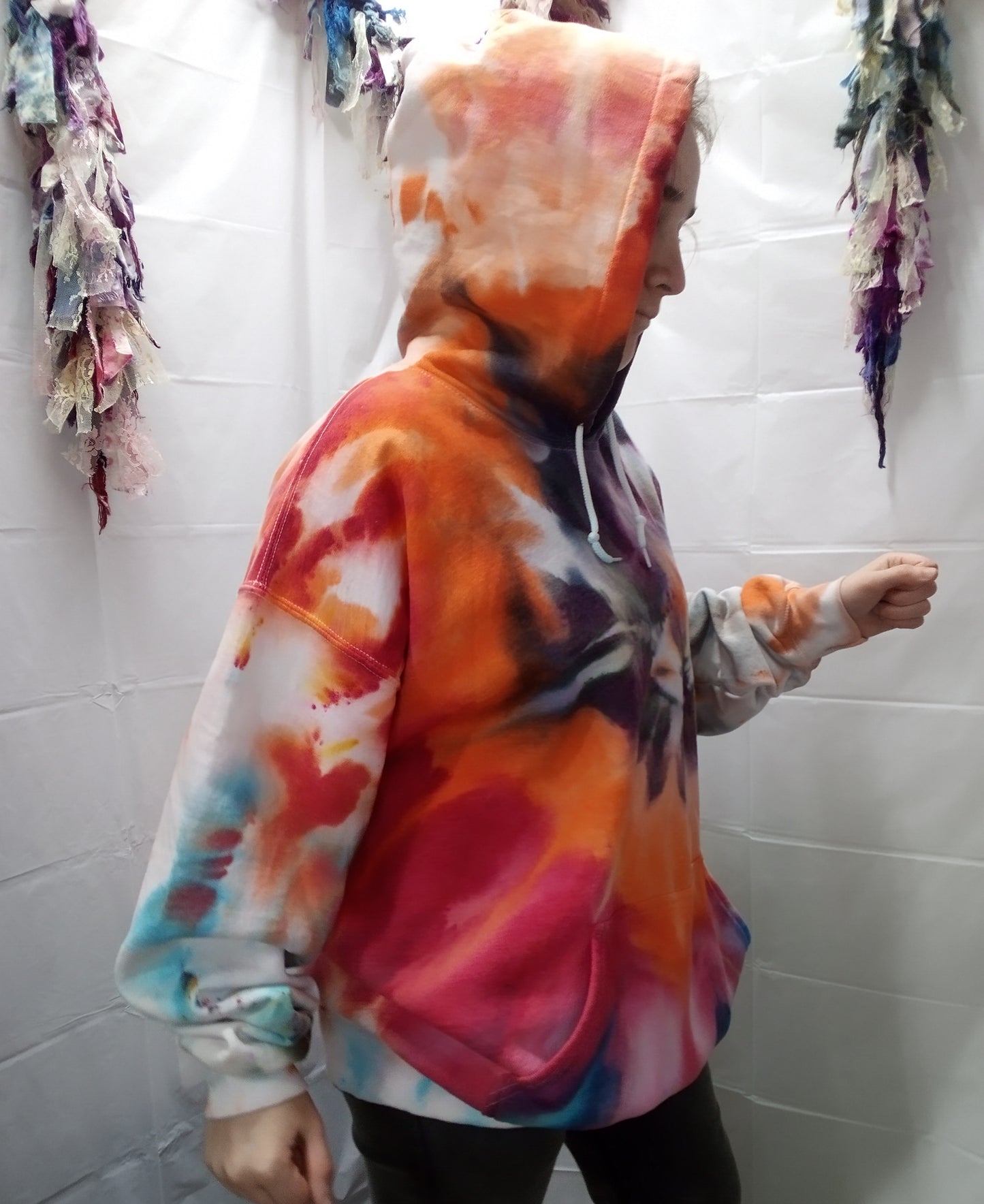 Tie-dyed pullover hoodie