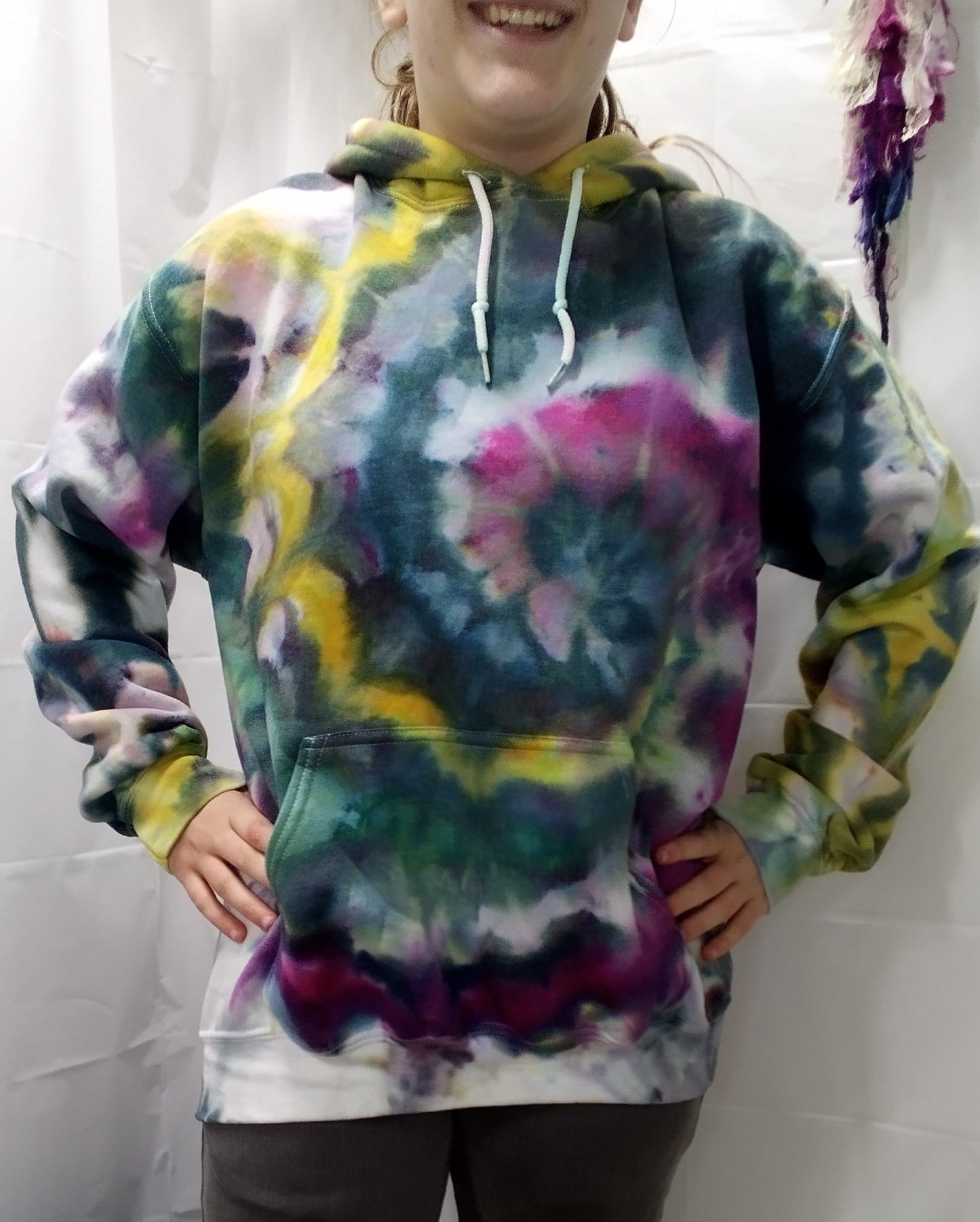 Tie-dyed pullover hoodie