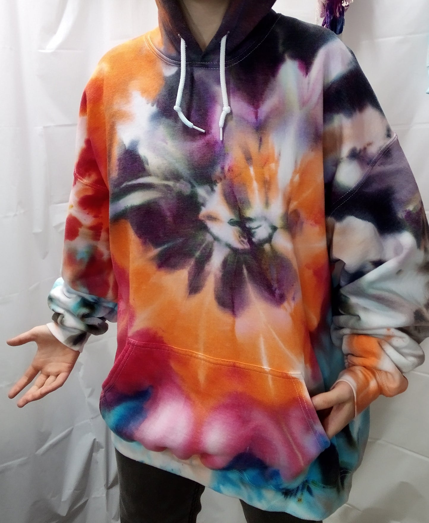 Tie-dyed pullover hoodie