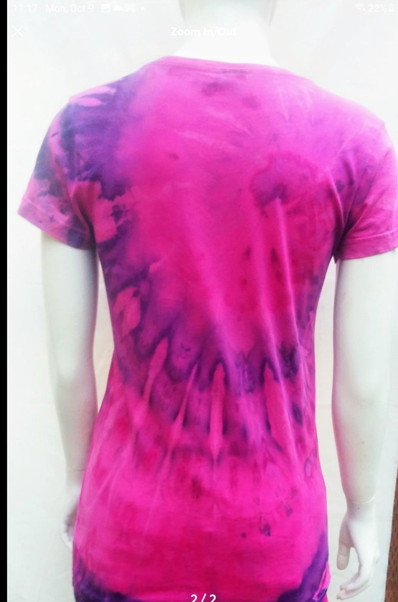 Tie dye ladies v-neck t-shirt #1244