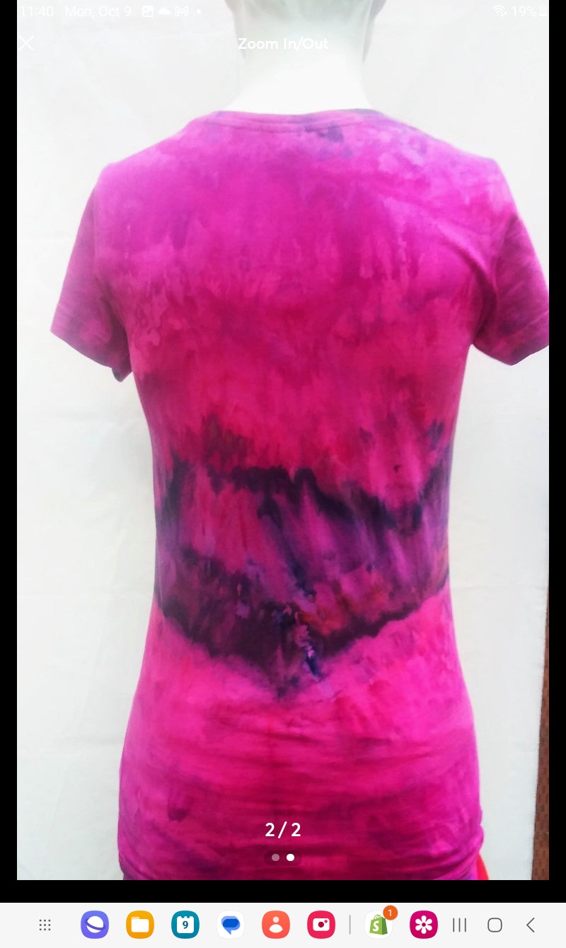 Tie-dyed ladies v-neck t-shirt #1246