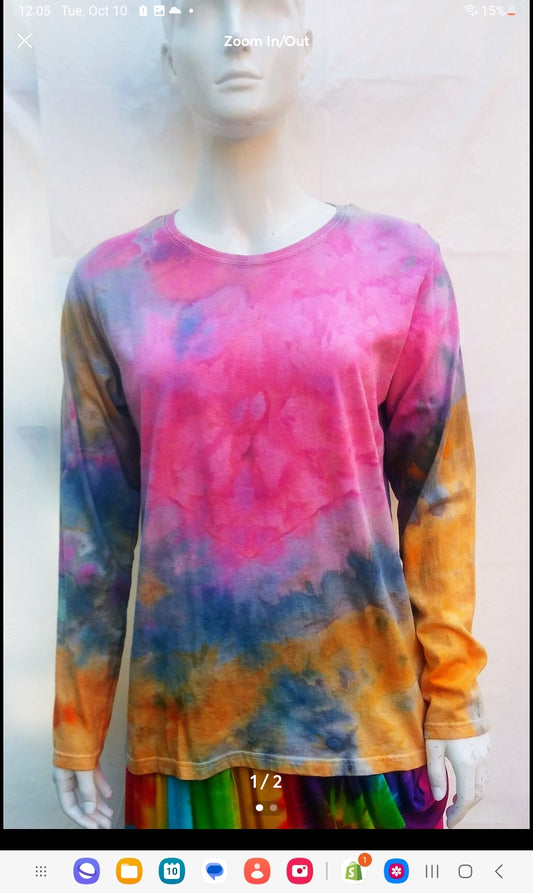 Tie dye long sleeve ladies Gildan t-shirt #1248