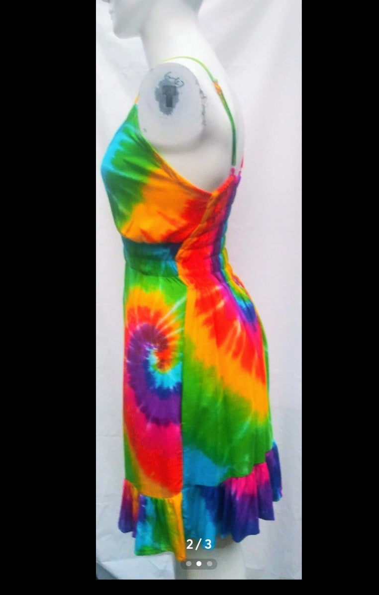 Tie-dyed small MIDI spaghetti strap dress #1255