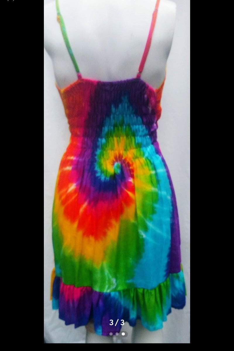 Tie-dyed small MIDI spaghetti strap dress #1255