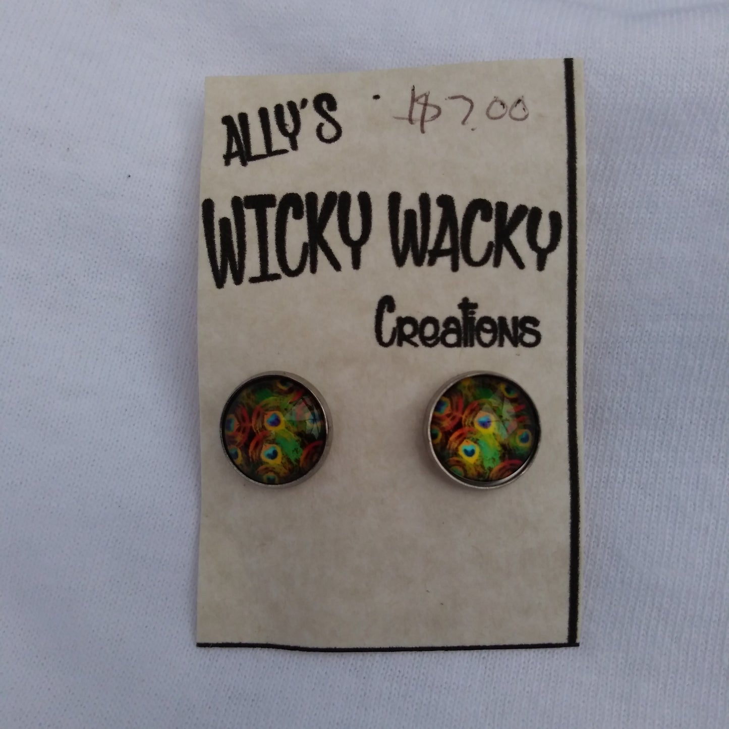 Peacock stud earrings