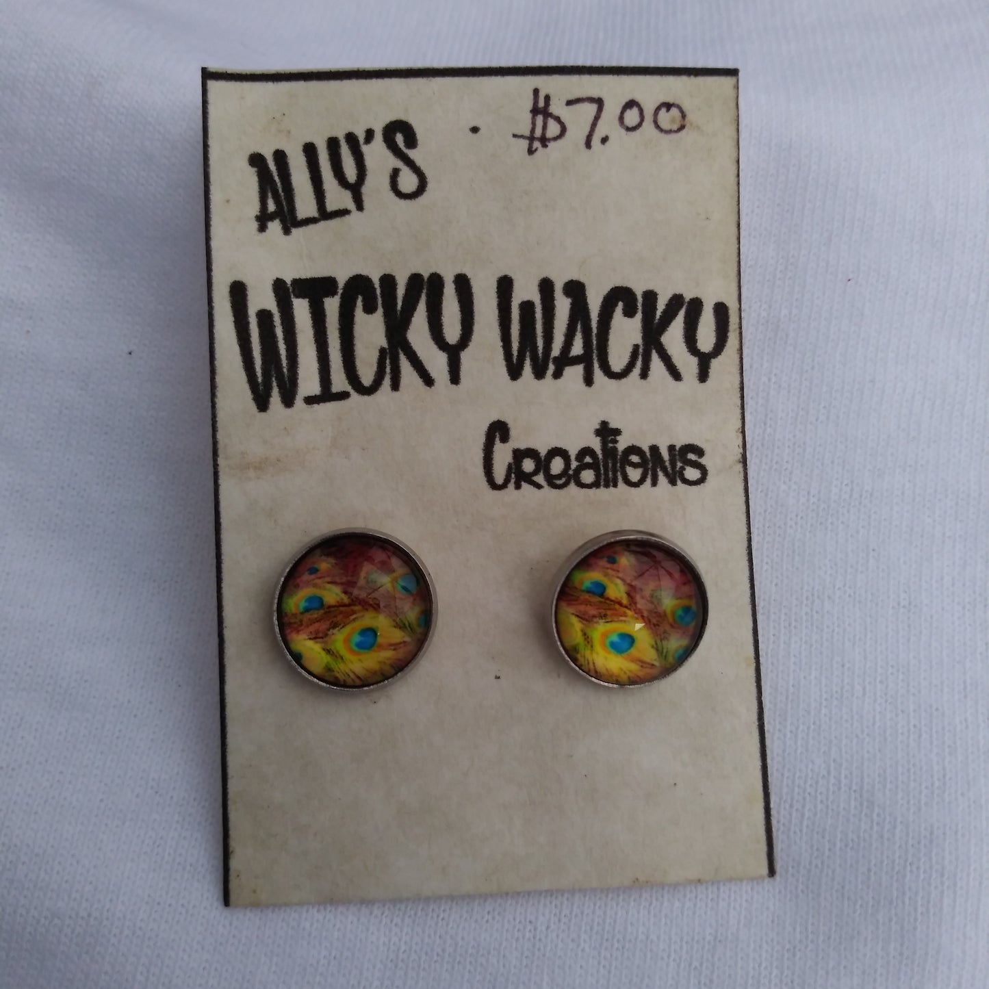 Peacock stud earrings